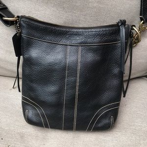 Vintage Coach Black Pebbled Leather Purse