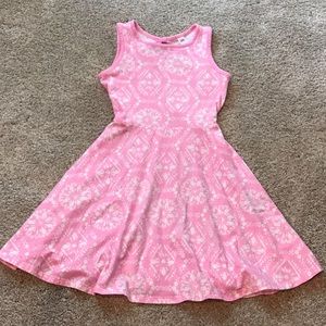 Justice Size 7 Sleeveless Pink & White Dress