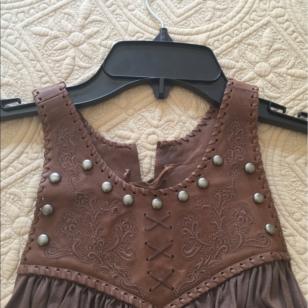 Ralph Lauren Women's XS Cocoa Leather Bubble Tunic