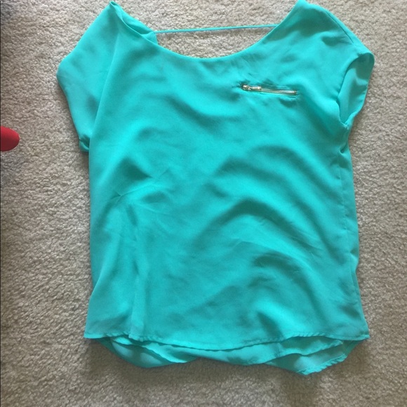 Teal off the shoulder shirt - Picture 1 of 4