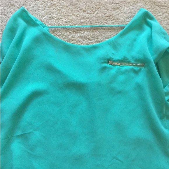 Teal off the shoulder shirt - Picture 2 of 4