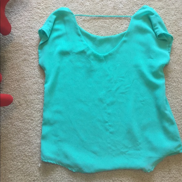 Teal off the shoulder shirt - Picture 4 of 4