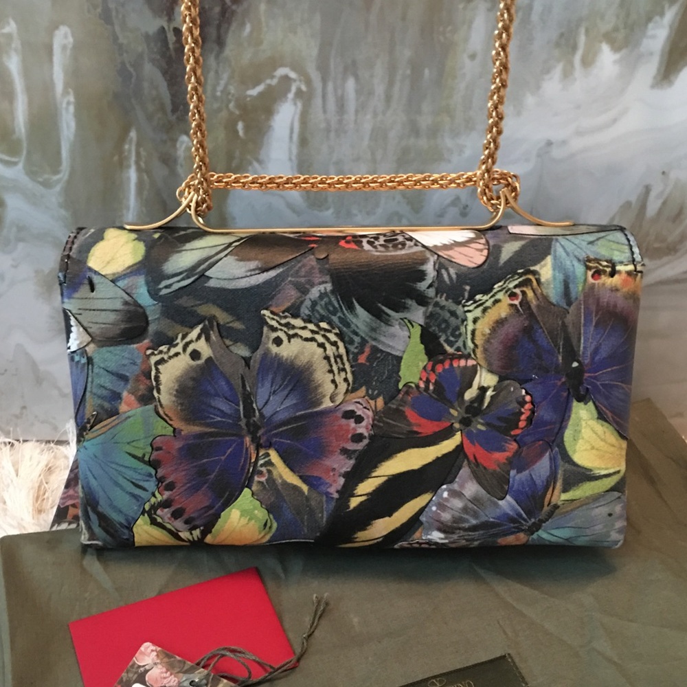 $2895 Valentino Camu Butterfly Va Va Voom Flap Bag - Picture 2 of 8