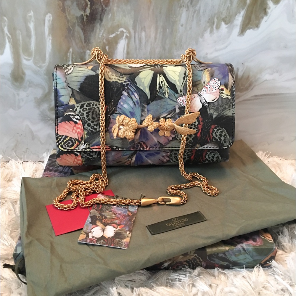$2895 Valentino Camu Butterfly Va Va Voom Flap Bag - Picture 8 of 8
