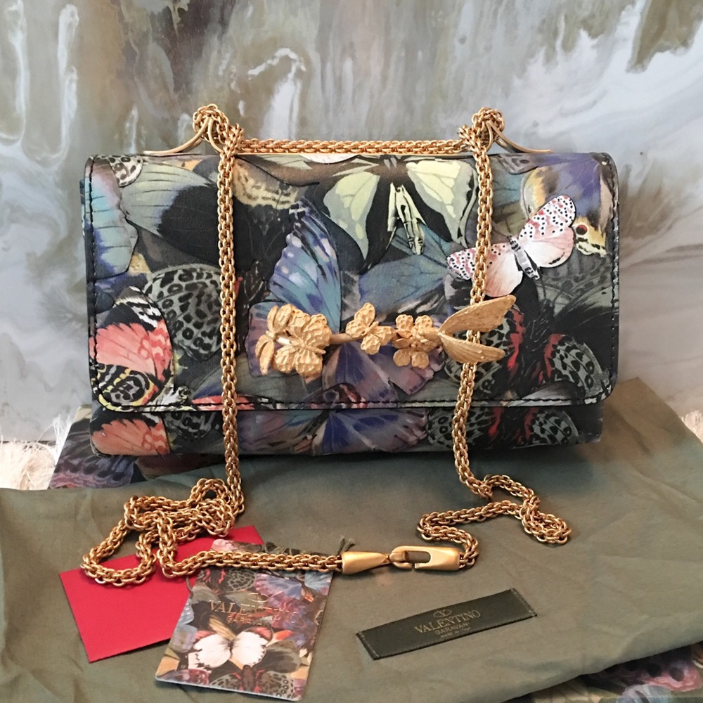 $2895 Valentino Camu Butterfly Va Va Voom Flap Bag - Picture 1 of 8