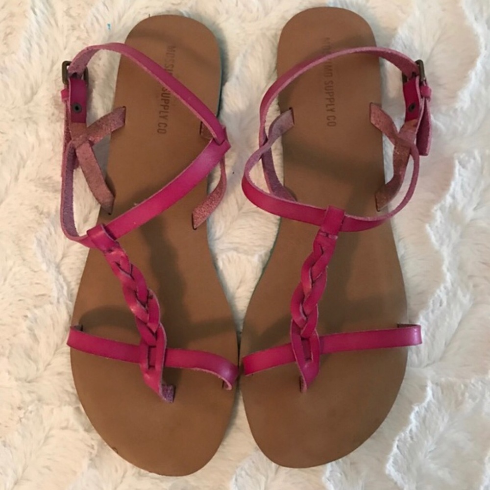 Pink braided sandals