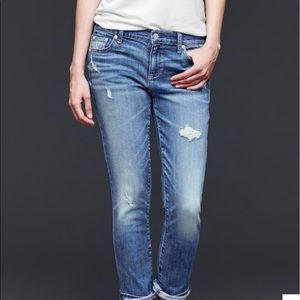Gap Mid Rise Destructed Girlfriend Jeans 28 R