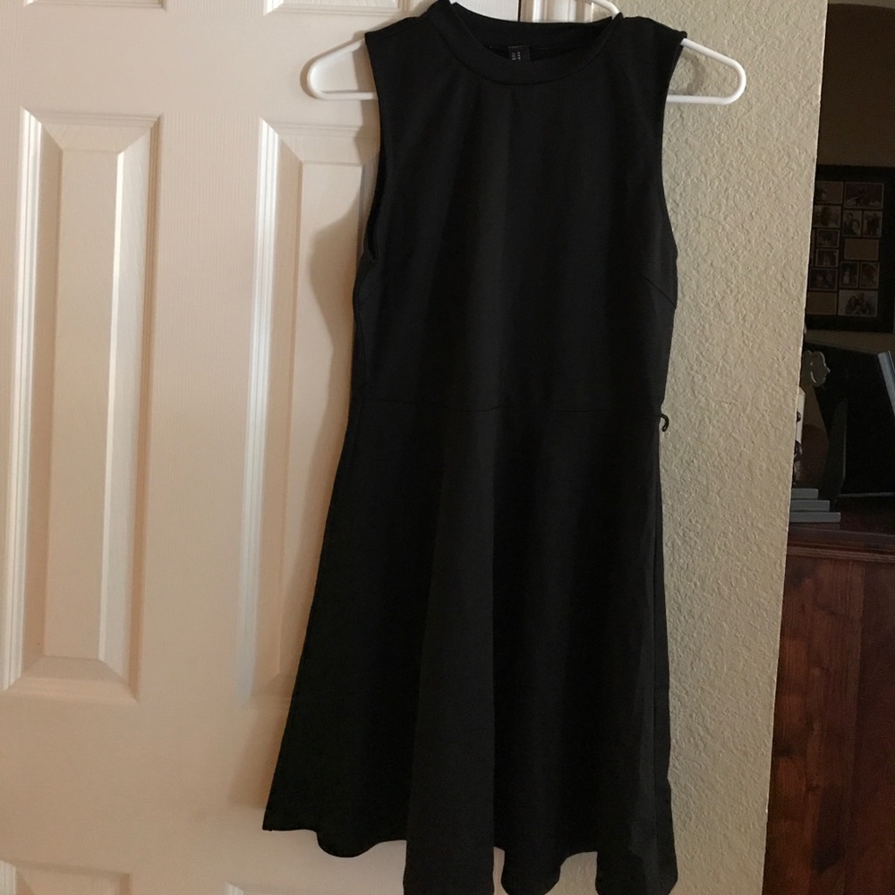High neck black dress
