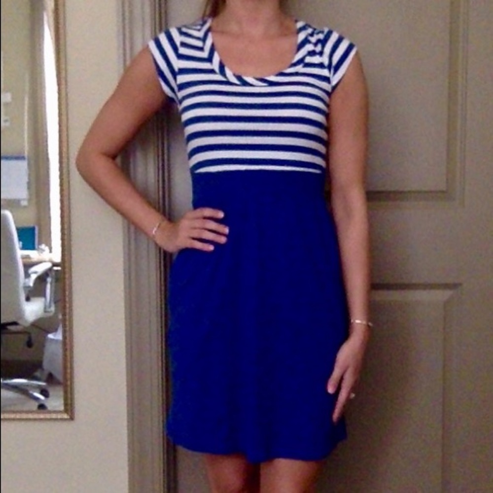 Blue and White Striped Cotton Dress