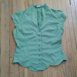NWOT Odille green button top