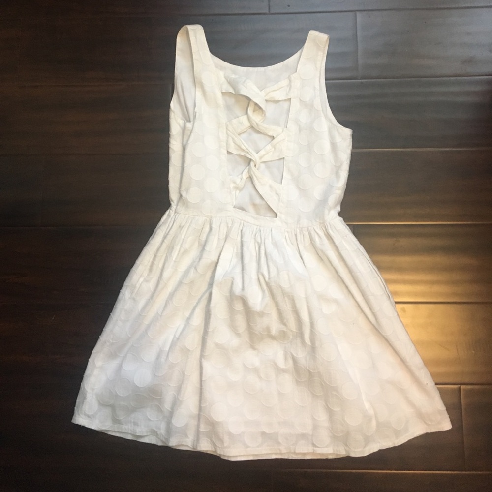 White Polkadot Dress with crisscross Back