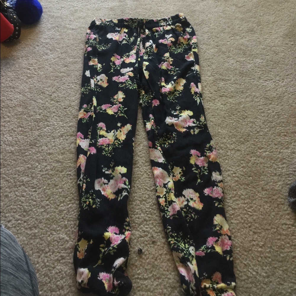 Black floral pants
