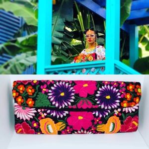 Dalia Pascal Floral Embroidered Flap Clutch