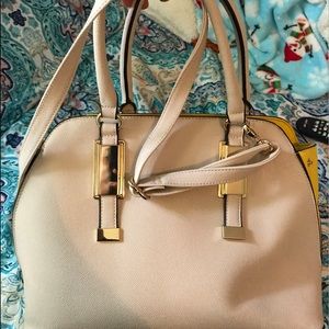 Tan bag with pops of yellow