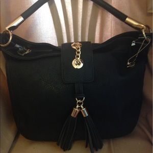black leather big buddha purse