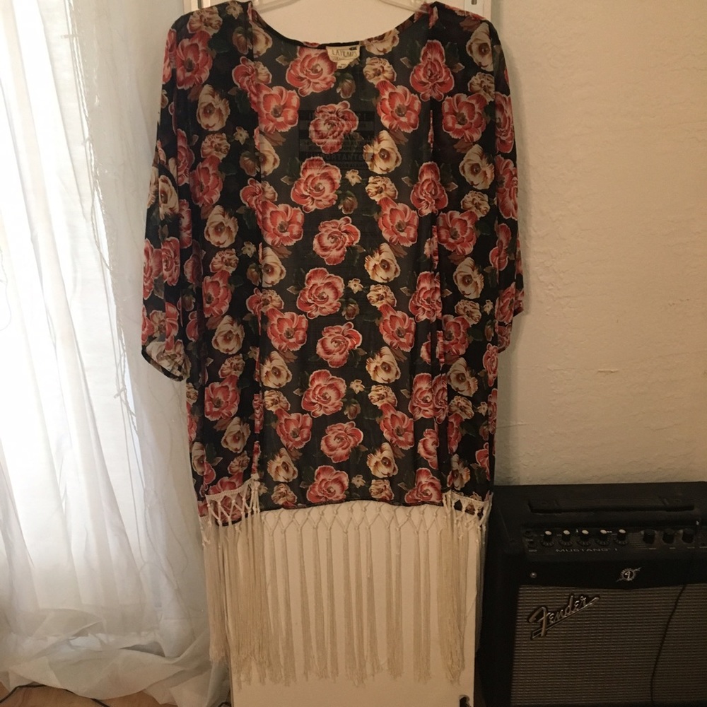 Floral Fringe Kimono (VGUC)
