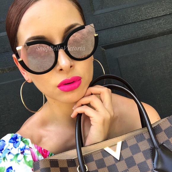 Royale- Rose Gold Mirrored Cat Eyesunglasses - Picture 3 of 8