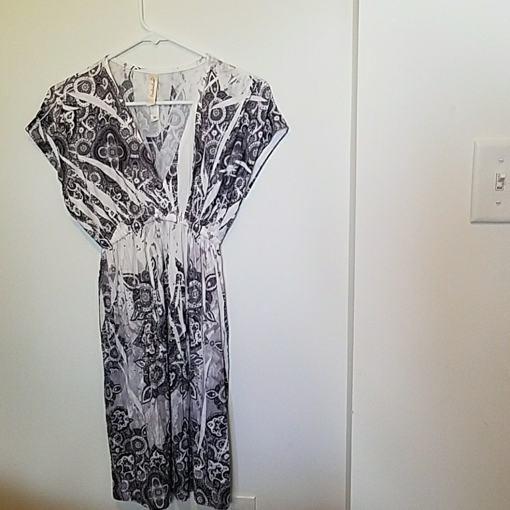 Crinkle short sleeve printed dress
