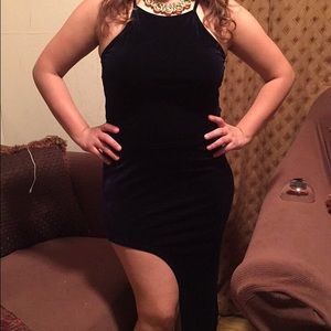 Crop top and skirt dark blue
