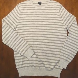 J. Crew Merino Wool Striped Mens Crewneck Sweater