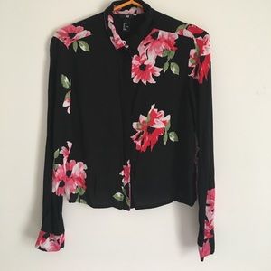 Button down collared floral shirt