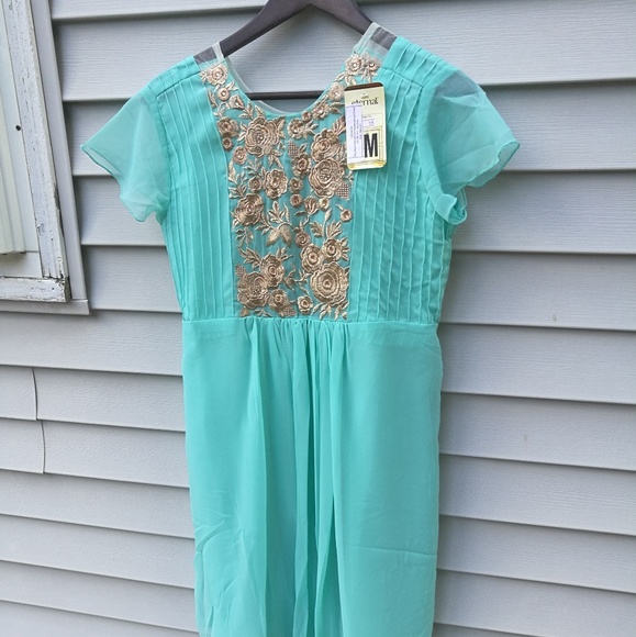 Eternal Sky Blue Embroidered Asymmetrical Dress - Picture 1 of 6