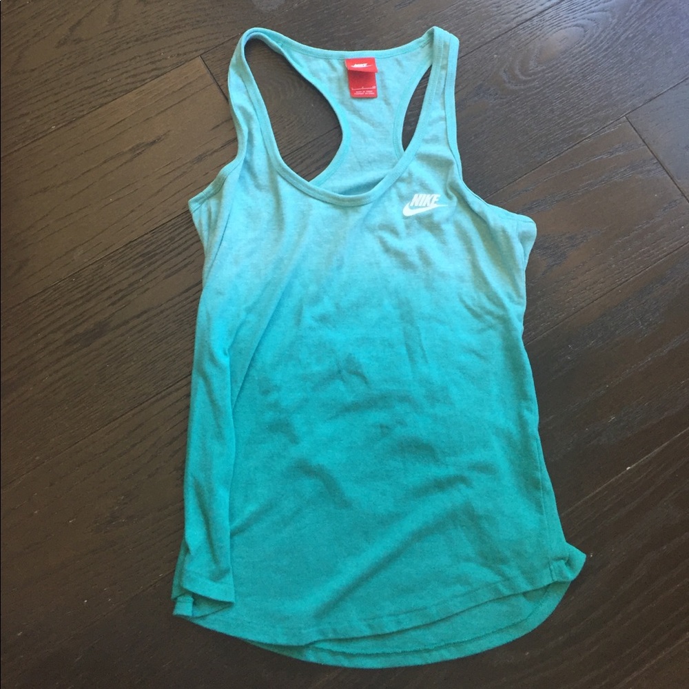 Nike Ombré Teal Cotton Workout Top
