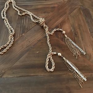 Bauble bar EUC knotted gold tassel necklace