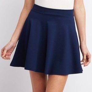 Dark Blue High Waisted Skater Skirt