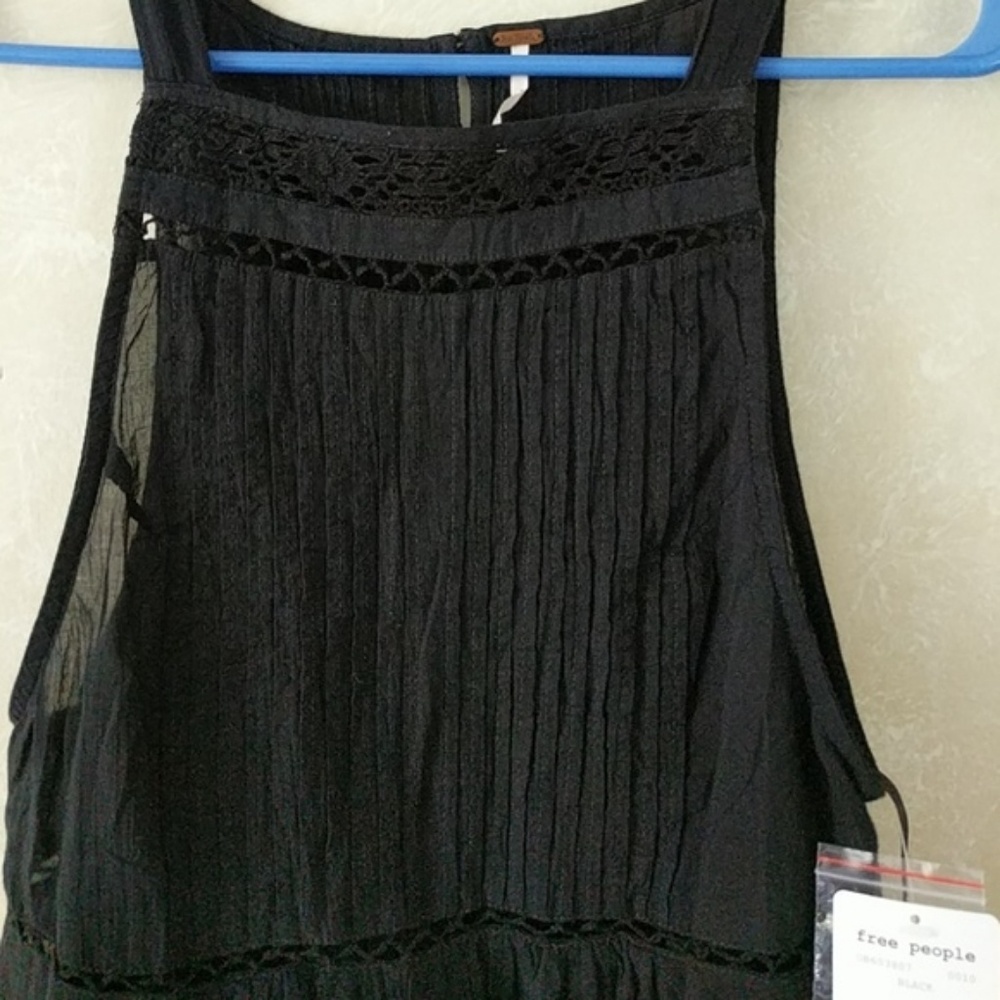 Free People Black Constant Crush Blouse Top Tank - Picture 4 of 8