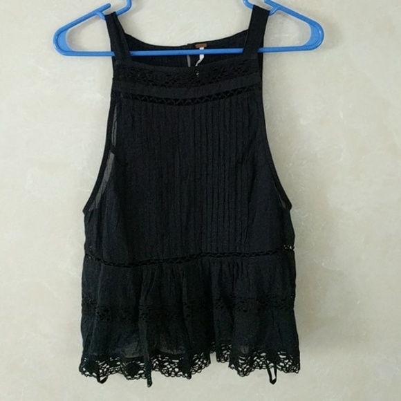 Free People Black Constant Crush Blouse Top Tank - Picture 3 of 8