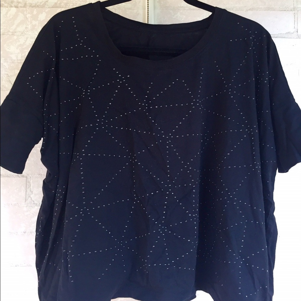 H&M Black Beaded T-Shirt size Medium