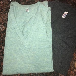 TWO American Apparel deep v tshirts
