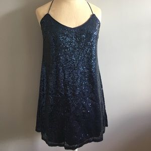 NWT! Navy Sequin Slip Dress