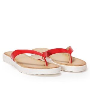 JUST IN Women's Red Patent Nasty Gal Flip Flops