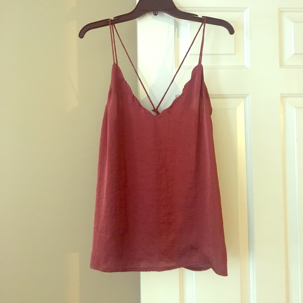 Free People - Red/Burgundy Silk Tank Top