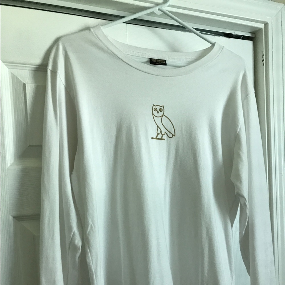 October's Very Own: Owl Logo Long sleeve - White