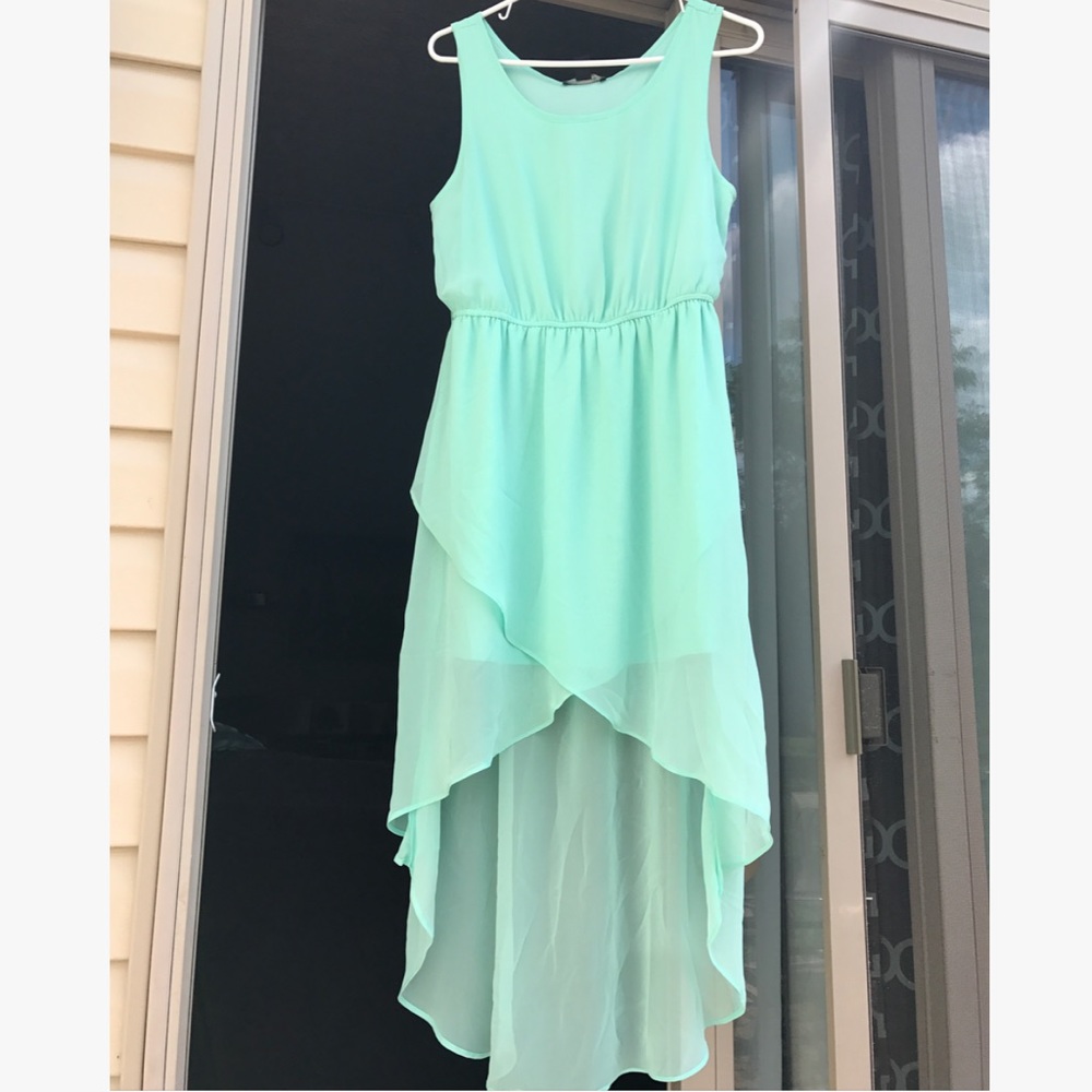 Mint high low dress