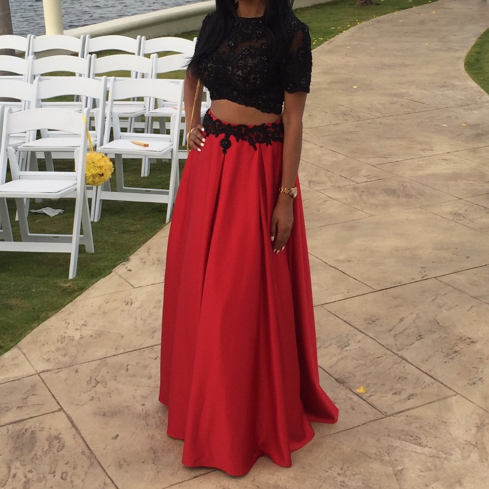 Two piece red prom dress/gown
