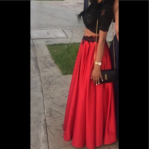 Two piece red prom dress/gown - Picture 3 of 5