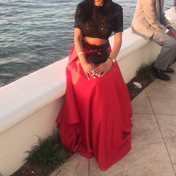 Two piece red prom dress/gown - Picture 4 of 5