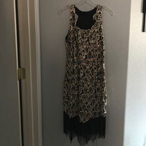 1920's black and gold sequin dress