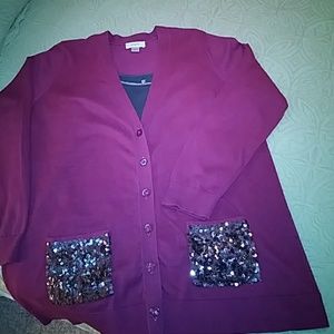 Loft cardigan with sequin pockets.