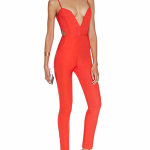 Nasty Gal Midnight Run Jumpsuit- Tomato