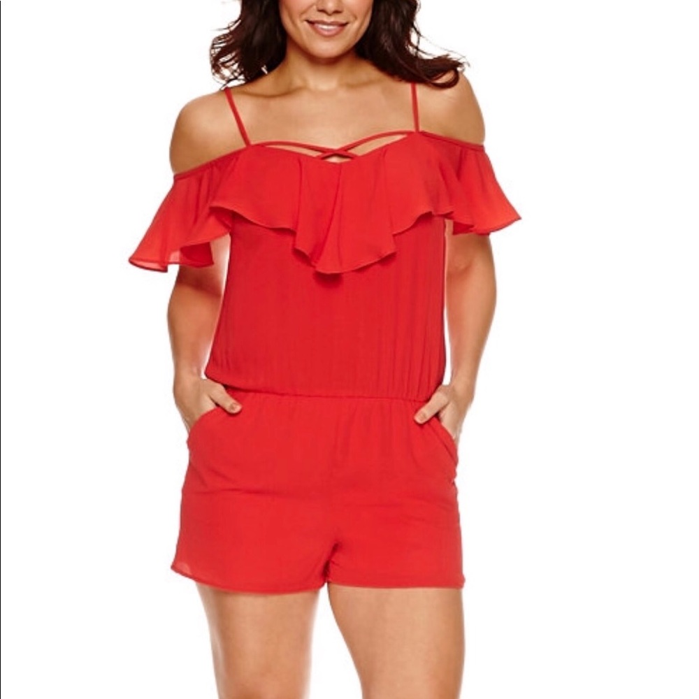 Bisou Bisou bright red romper