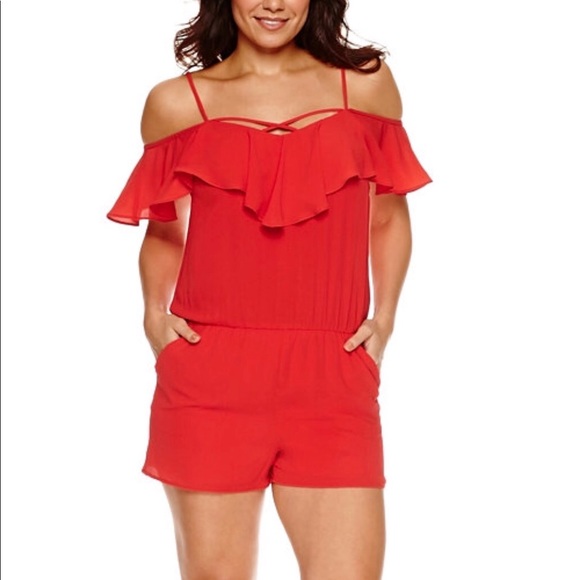 Bisou Bisou bright red romper - Picture 1 of 4