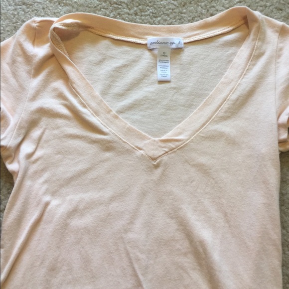 Peach color v-neck shirt - Picture 2 of 3