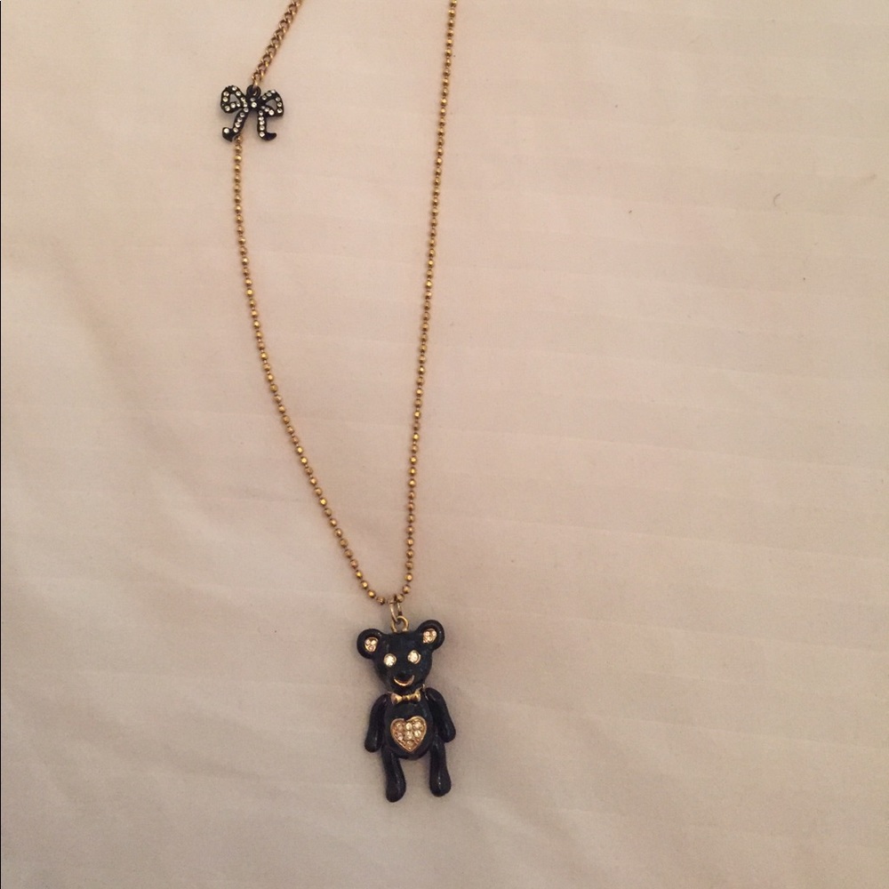 Betsy Johnson black bear necklace! Brand new!