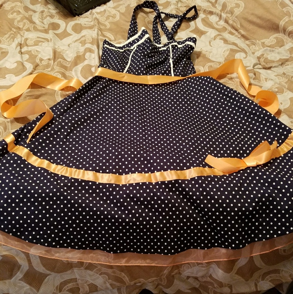 Pin up style polka dot halter