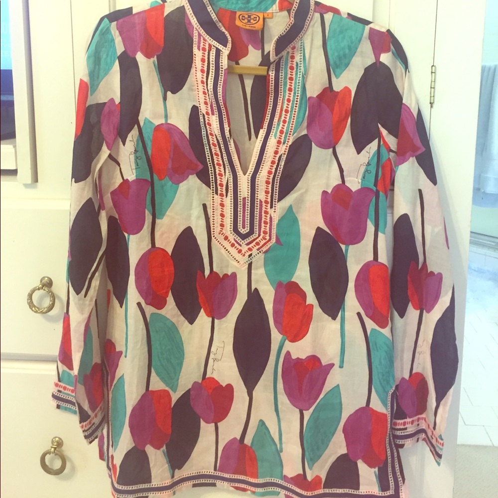 Tory Burch Tulip-Print Tory Tunic
